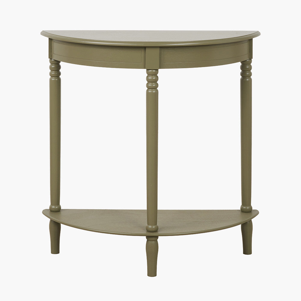 Pine Wood Half Moon Console Table