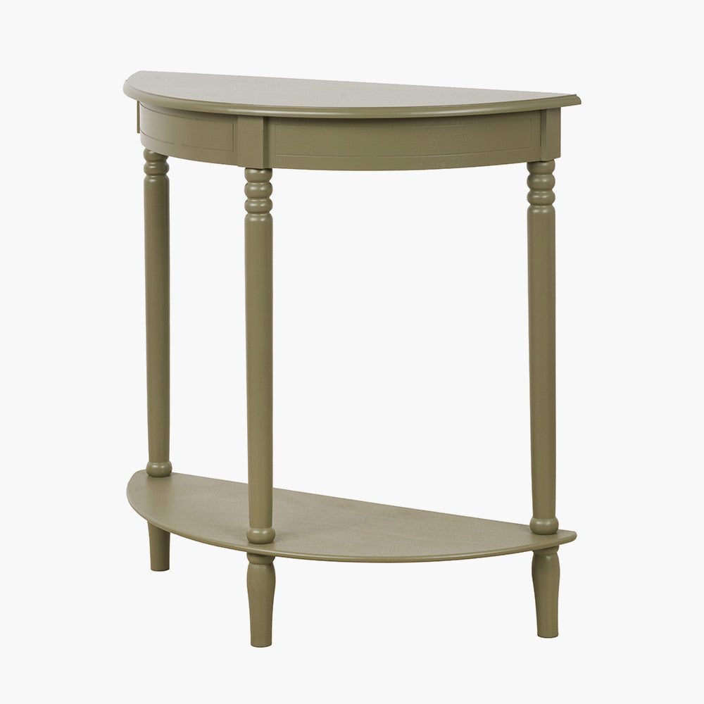 Pine Wood Half Moon Console Table