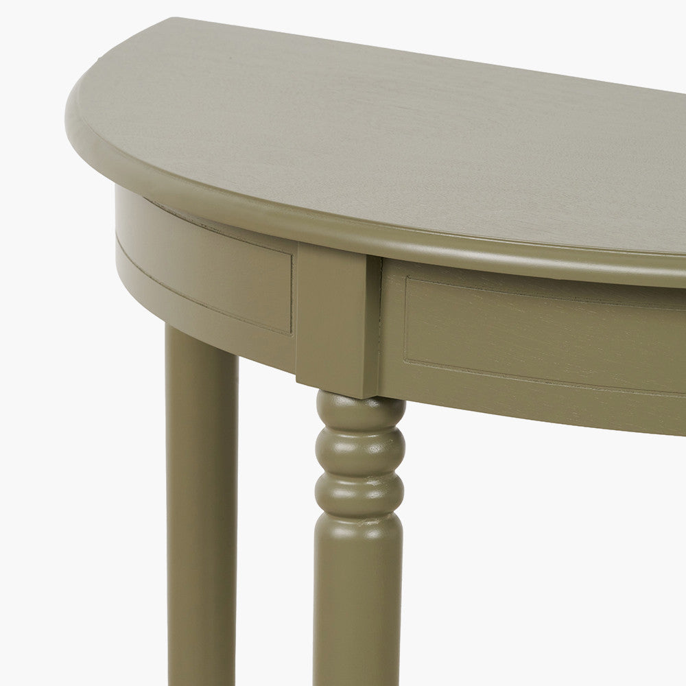 Pine Wood Half Moon Console Table