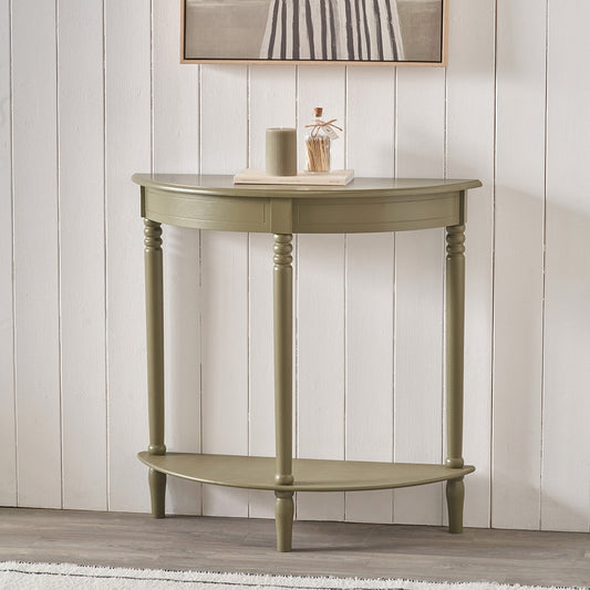 Pine Wood Half Moon Console Table
