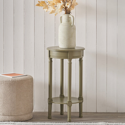 Pine Wood Round Accent Table