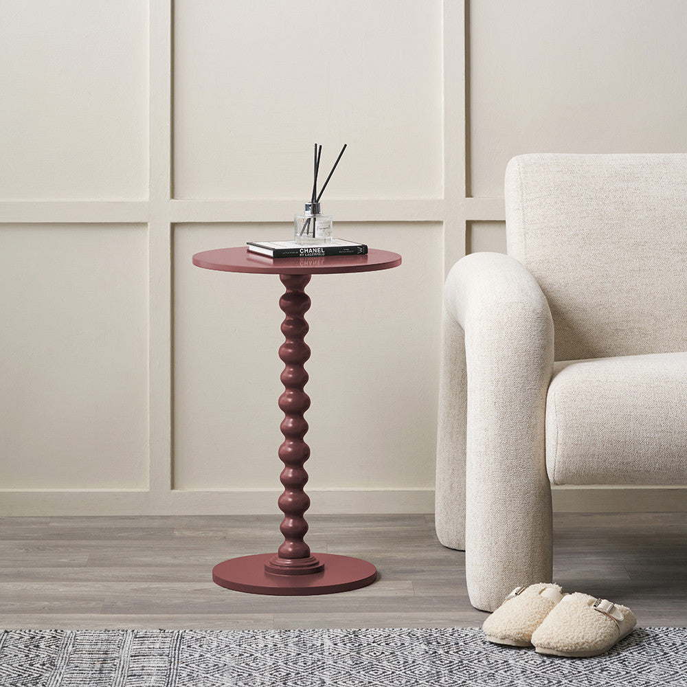 Wood Bobble Side Table - Mulberry