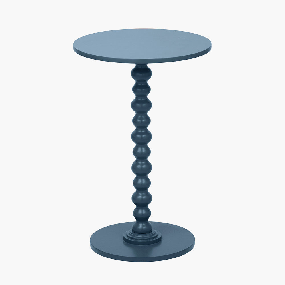 Wood Bobble Side Table - Navy