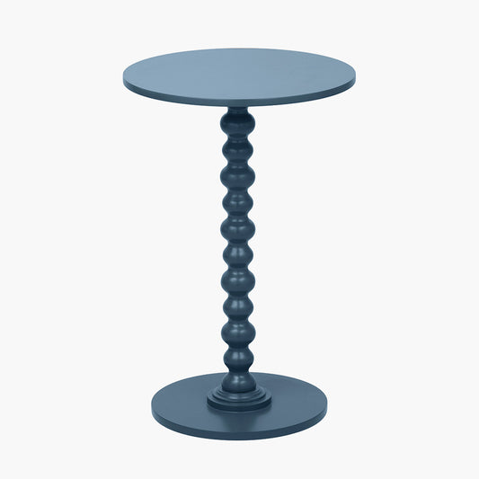 Wood Bobble Side Table - Navy