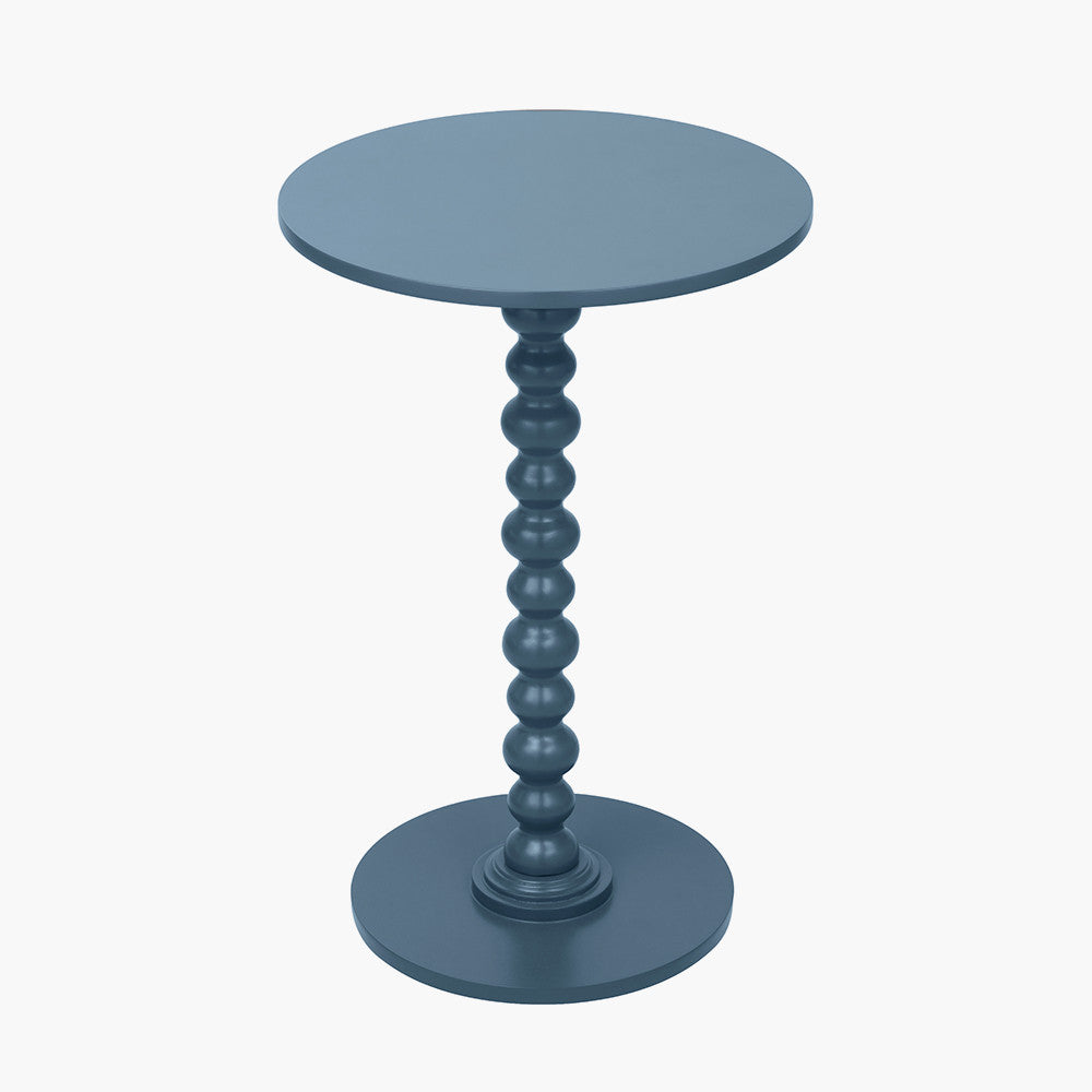 Wood Bobble Side Table - Navy