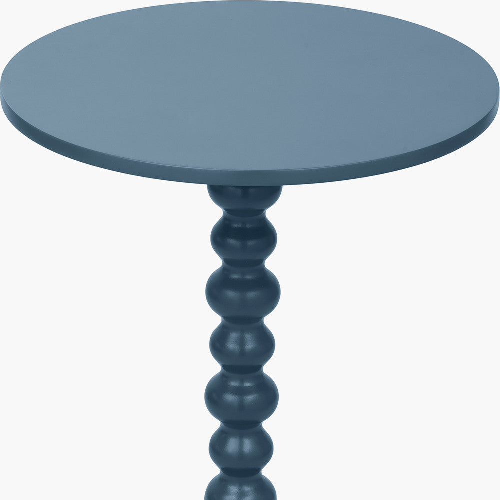 Wood Bobble Side Table - Navy