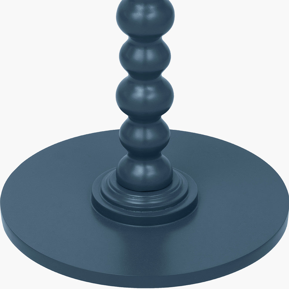 Wood Bobble Side Table - Navy