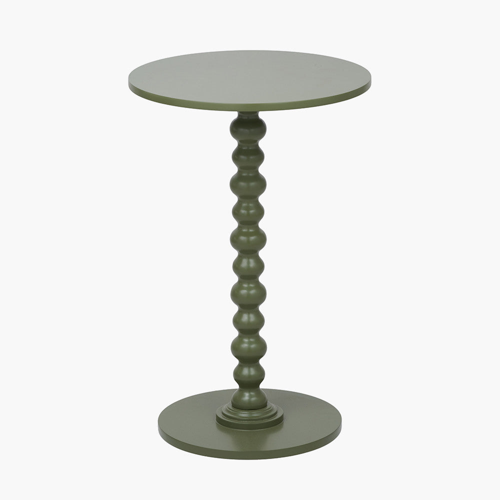 Wood Bobble Side Table - Olive
