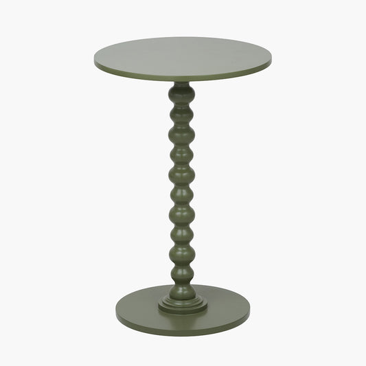 Wood Bobble Side Table - Olive