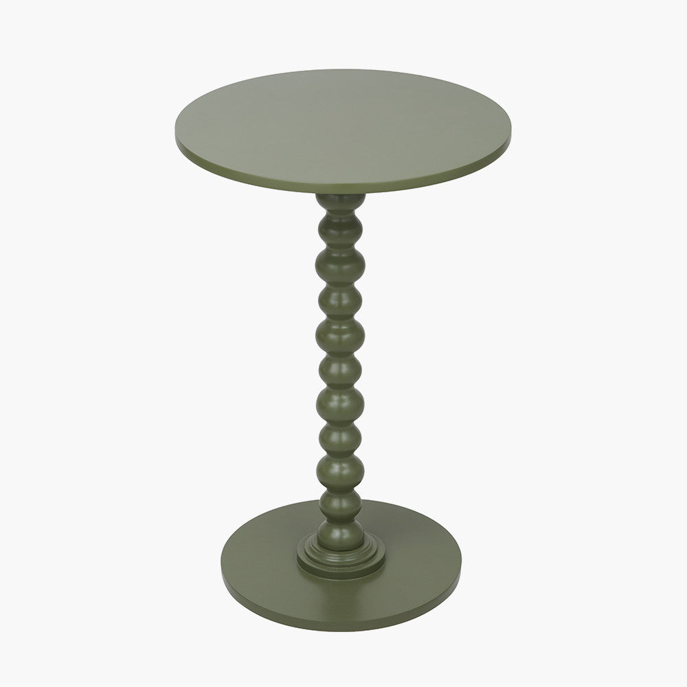 Wood Bobble Side Table - Olive