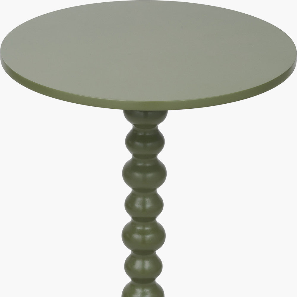 Wood Bobble Side Table - Olive
