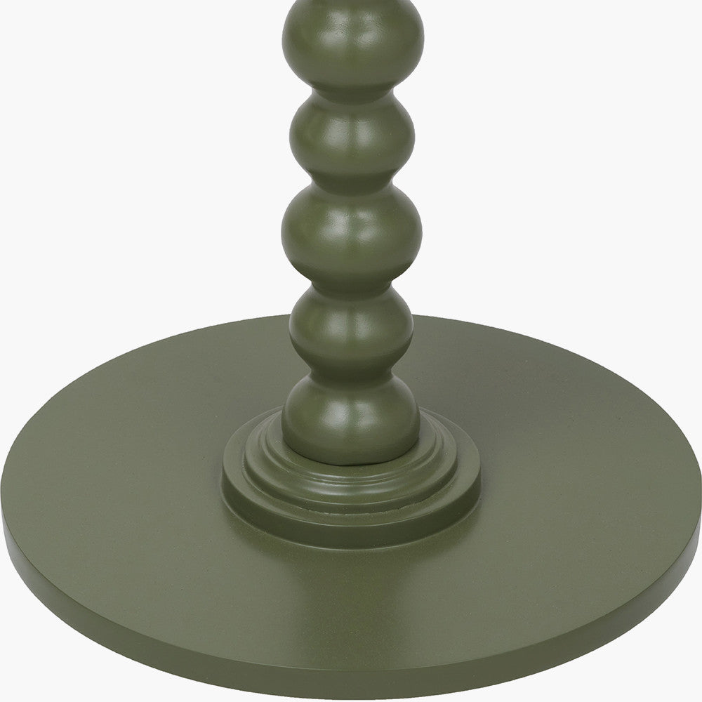 Wood Bobble Side Table - Olive