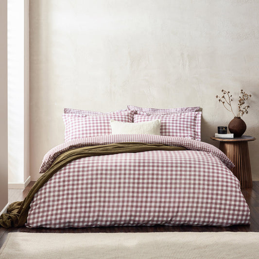 Yard Barton Gingham Check Duvet Cover Set - Berry