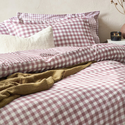Yard Barton Gingham Check Duvet Cover Set - Berry