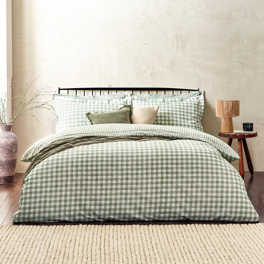 Yard Barton Gingham Check Duvet Cover Set - Forest