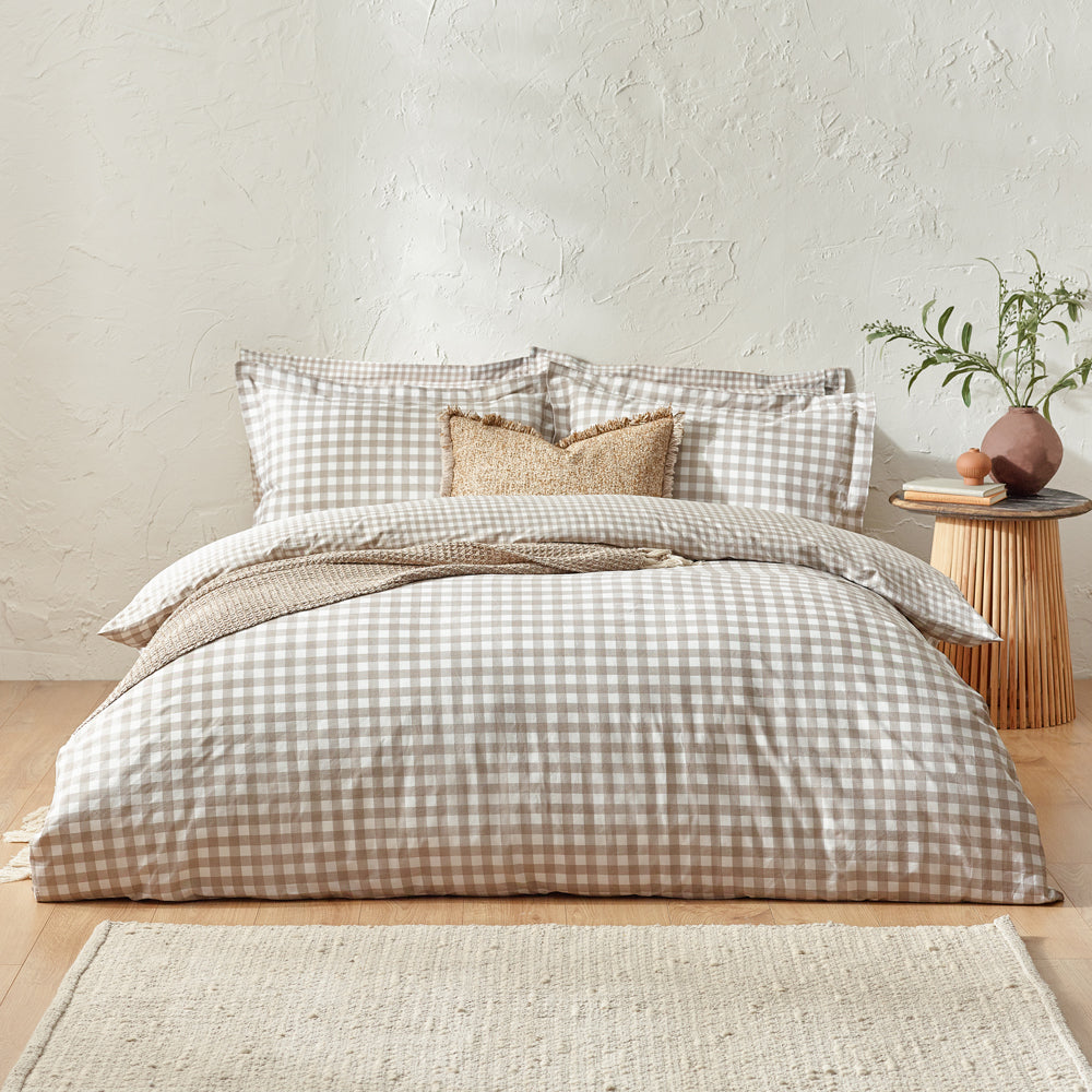 Yard Barton Gingham Check Duvet Cover Set - Natural