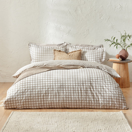 Yard Barton Gingham Check Duvet Cover Set - Natural