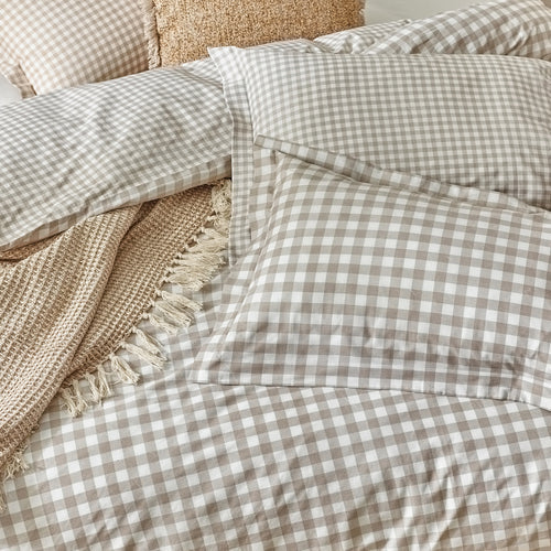 Yard Barton Gingham Check Duvet Cover Set - Natural