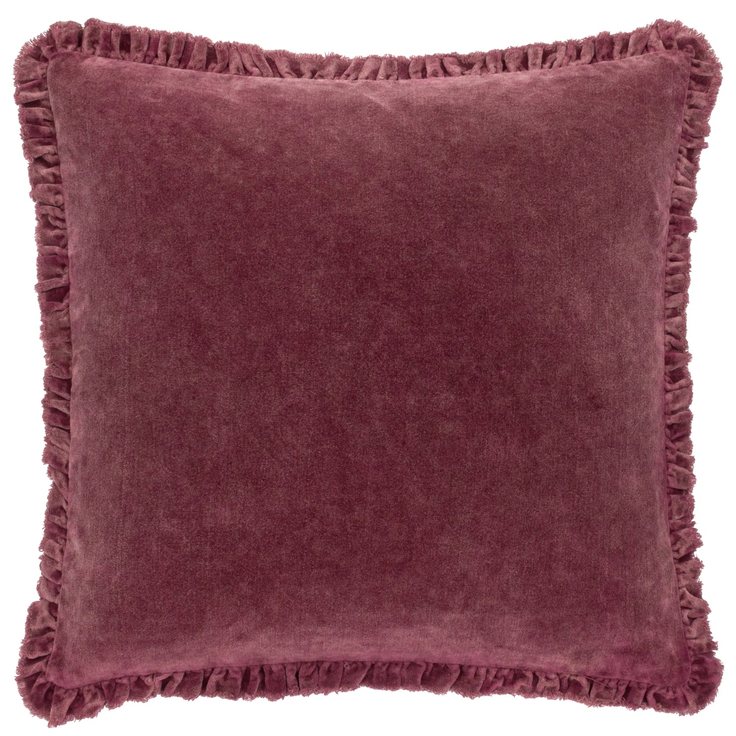 Bertie Washed Cotton Velvet Cushion - Burnt Red