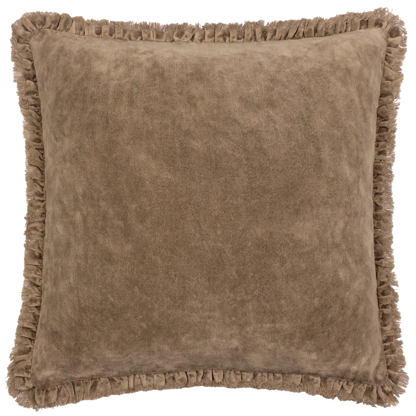 Bertie Washed Cotton Velvet Cushion Cover - Chocolate