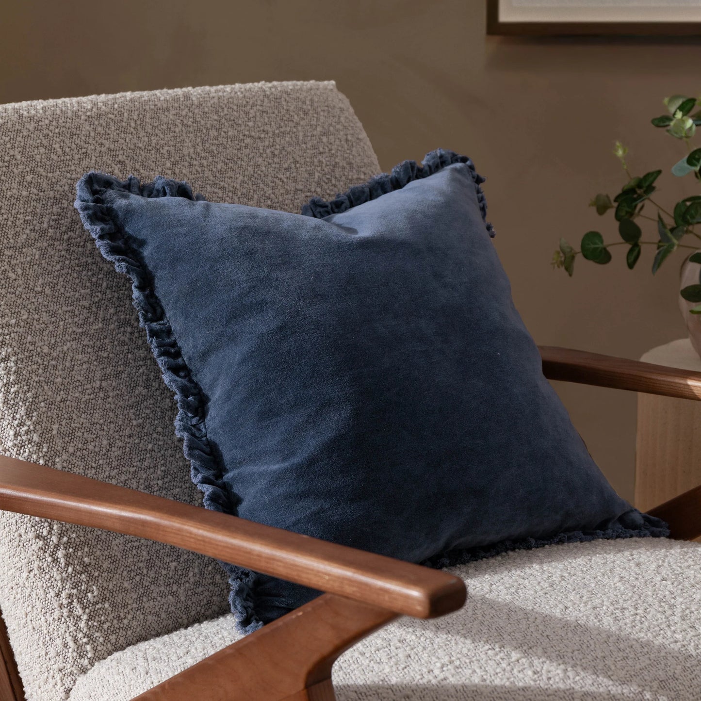 Bertie Washed Cotton Velvet Cushion Cover - Ink