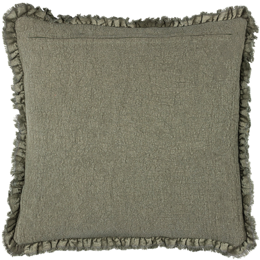 Bertie Washed Cotton Velvet Cushion Cover - Moss