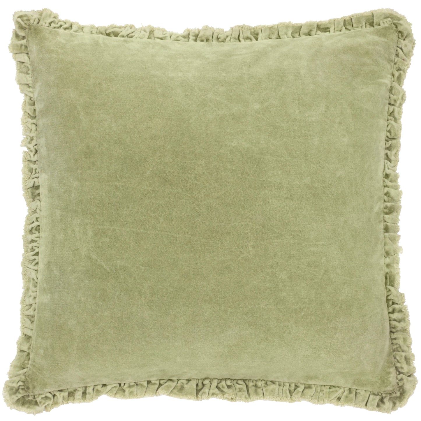 Bertie Washed Cotton Velvet Cushion - Sage