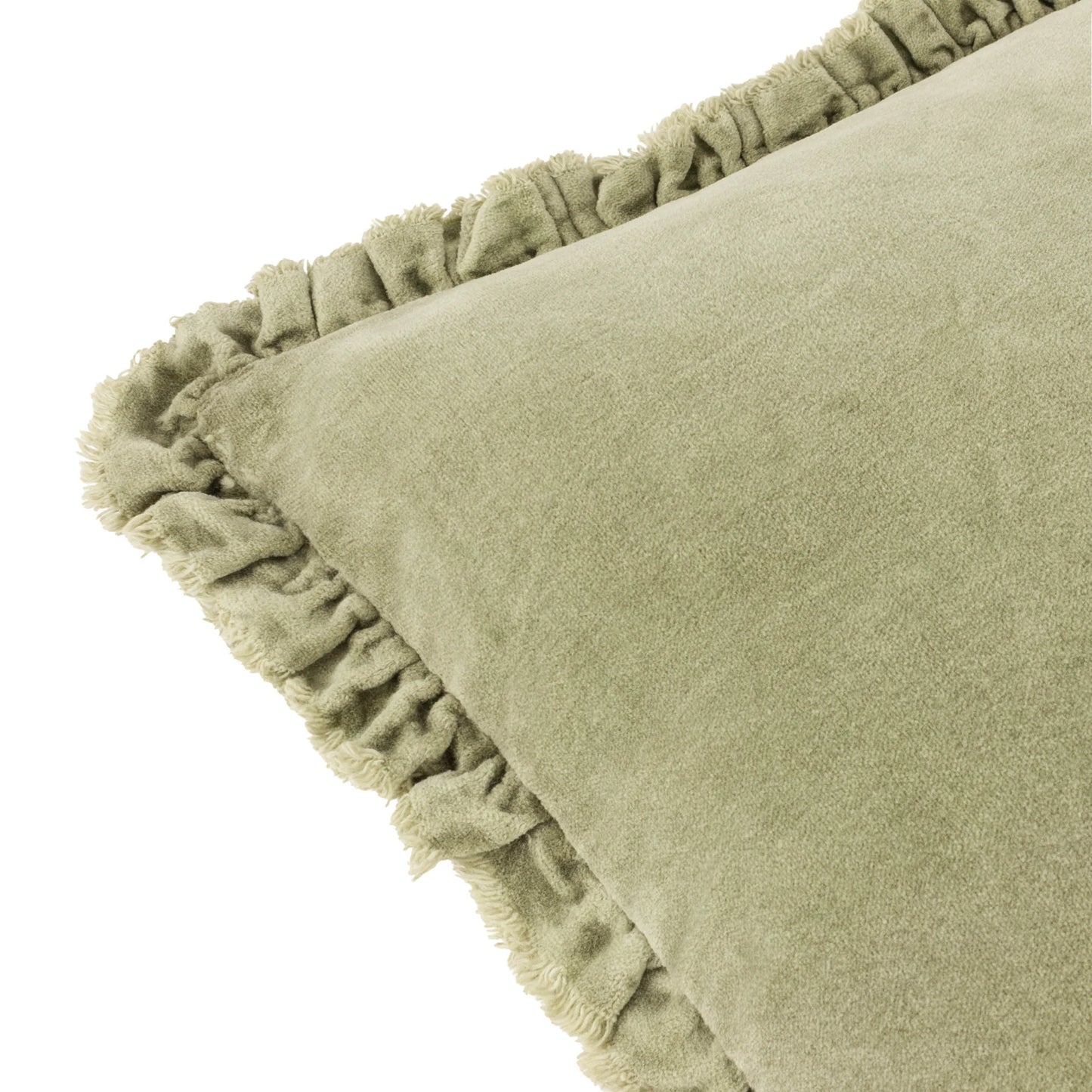 Bertie Washed Cotton Velvet Cushion - Sage