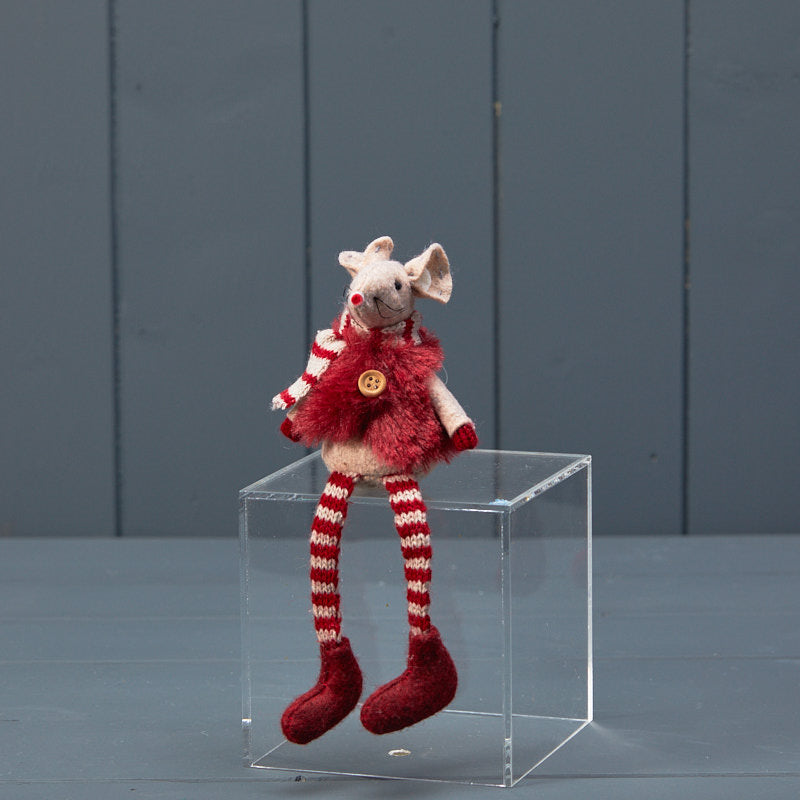 Red Stripey Mouse in Furry Gilet