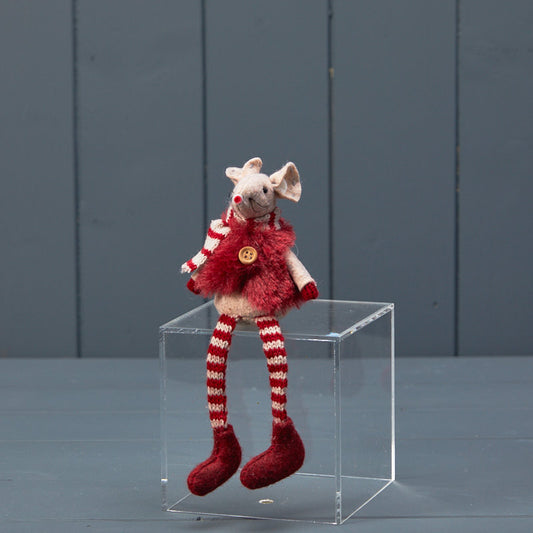 Red Stripey Mouse in Furry Gilet