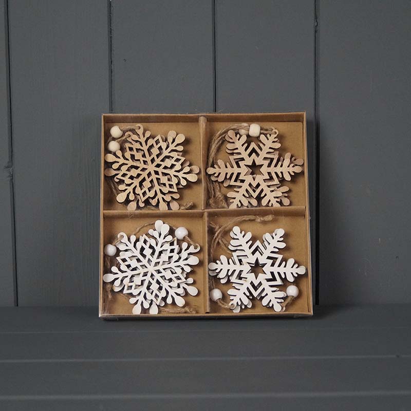 Wooden Hanging Snowflakes (Set of 8)