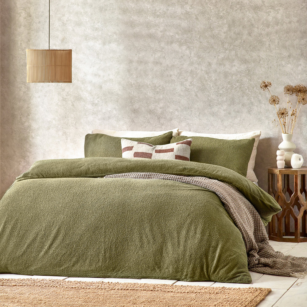 Boucle Duvet Cover Set - Olive