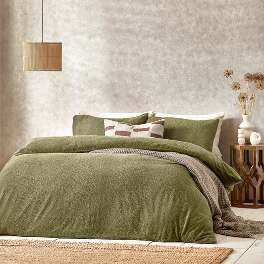 Boucle Duvet Cover Set - Olive