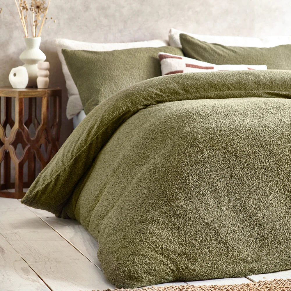 Boucle Duvet Cover Set - Olive