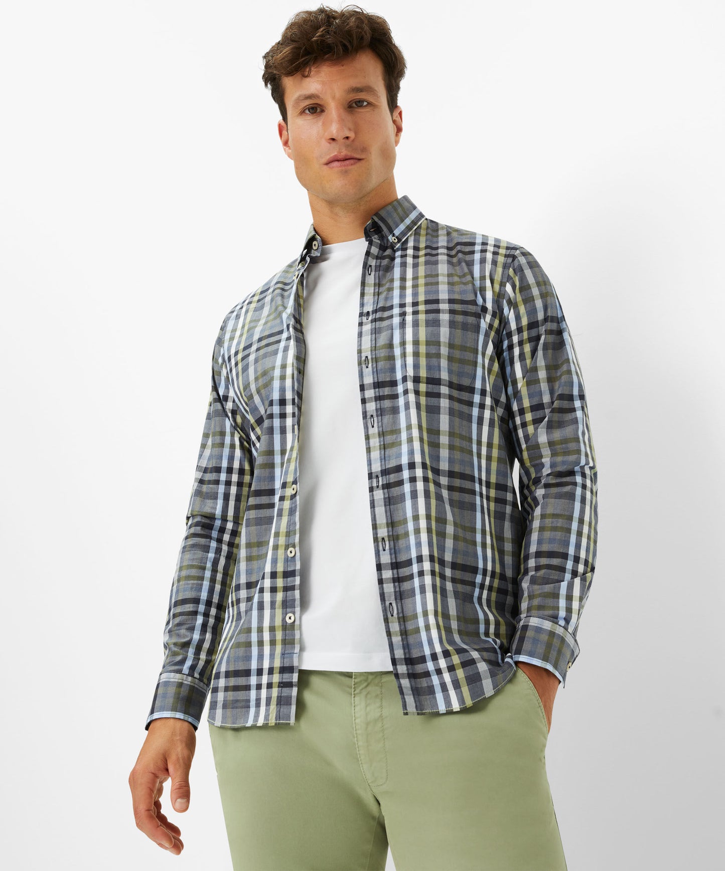 Brax Modern Fit Shirt - Daniel C - Green