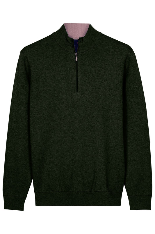 Baileys Quarter Zip Knitwear - Dark Green