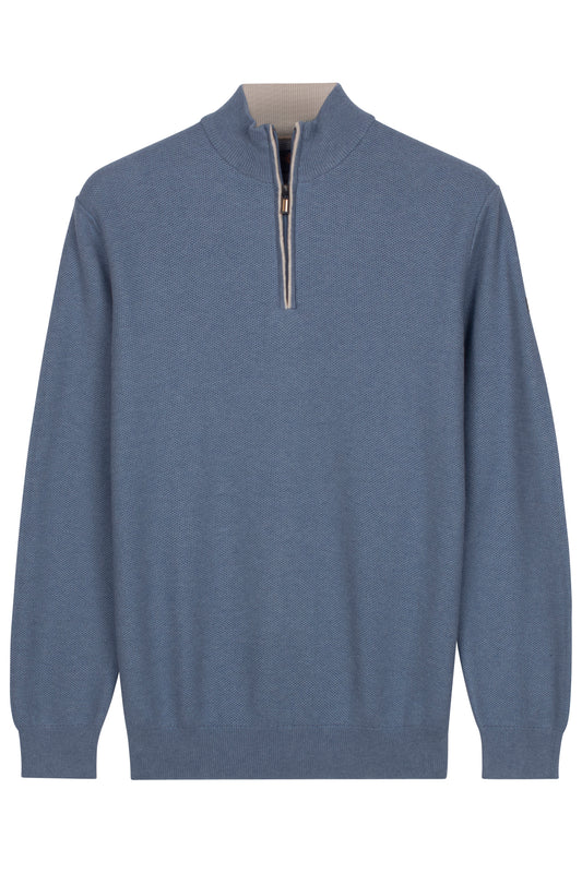 Baileys Quarter Zip Knitwear - Riviera Blue