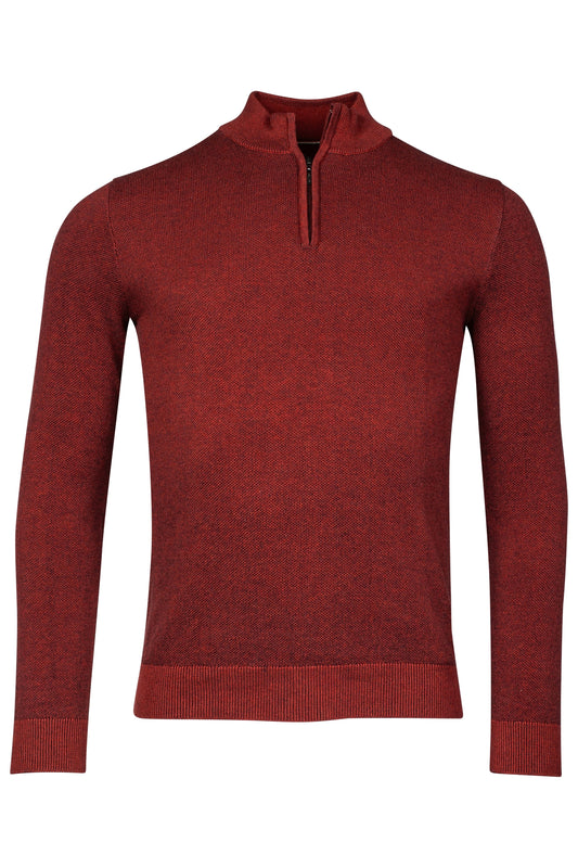 Baileys Modern Fit Quarter Zip Knitwear - Red
