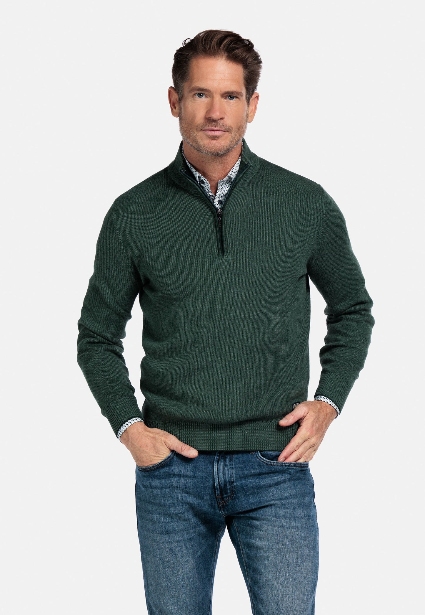 Baileys Quarter Zip Knitwear - Dark Green