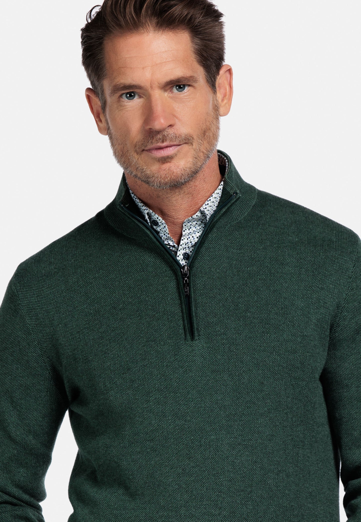 Baileys Quarter Zip Knitwear - Dark Green