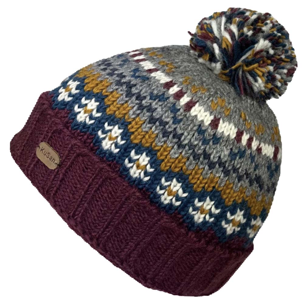 Kusan Cable Bobble Hat - Plum