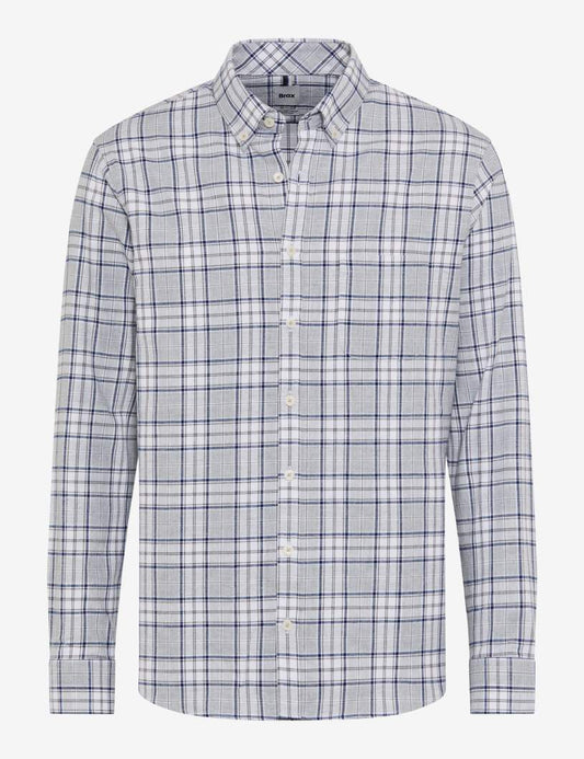 Brax Shirt - Daniel C - Flannel Check - Grey & Blue
