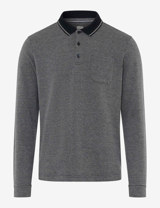Brax Long Sleeve Polo Shirt - Pharell - Navy