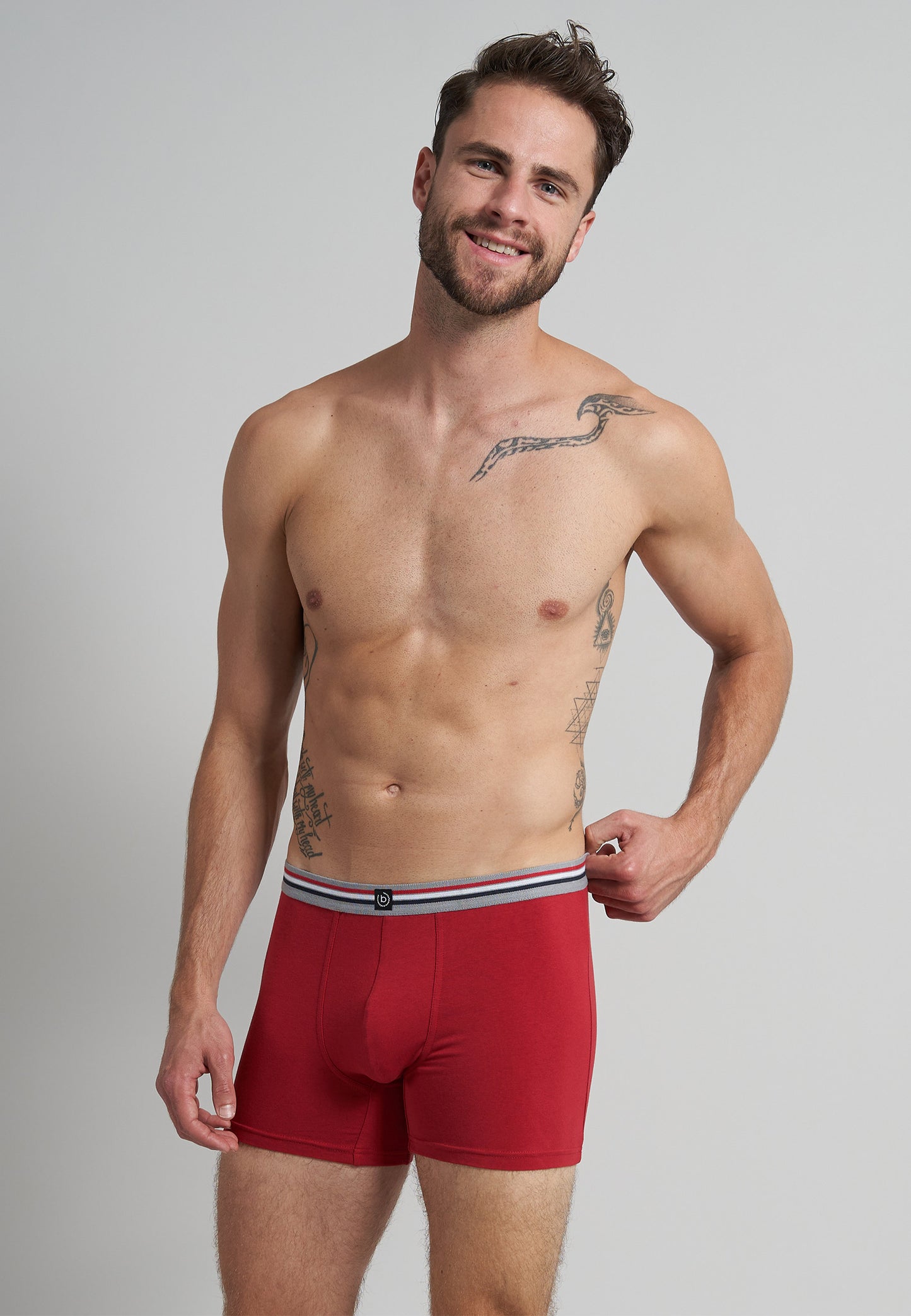 Bugatti Long Boxer Brief (3 pack) - Prague - Red/grey/navy