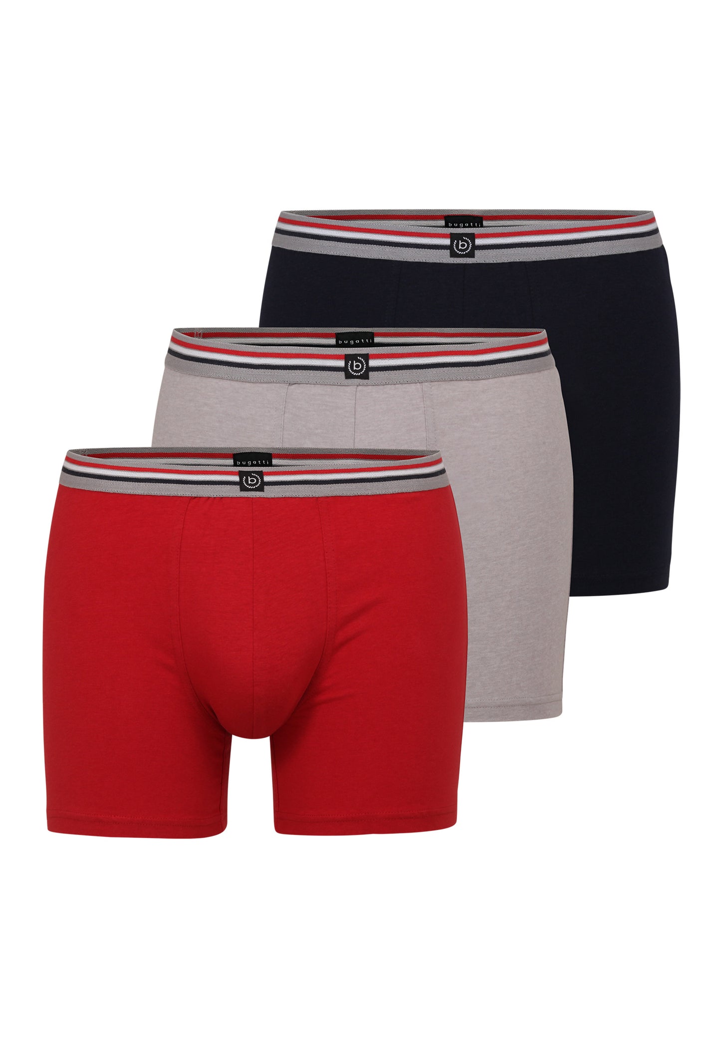 Bugatti Long Boxer Brief (3 pack) - Prague - Red/grey/navy