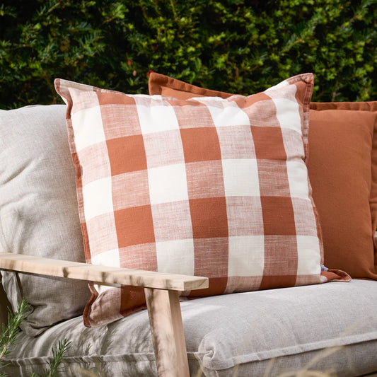 Chesil Check Outdoor Cushion Cover - Pecan