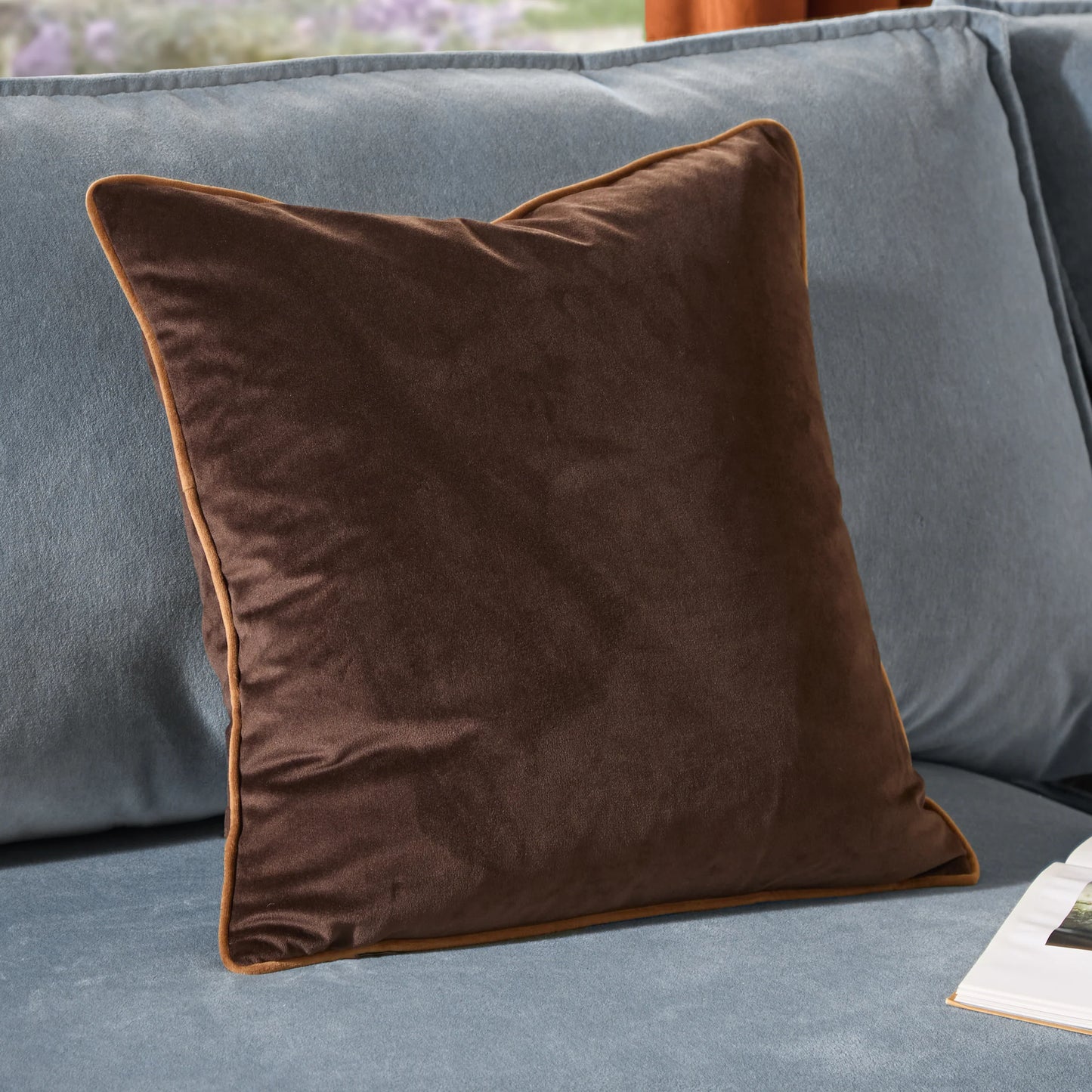 Meridian Velvet Cushion Cover - Chocolate/Caramel