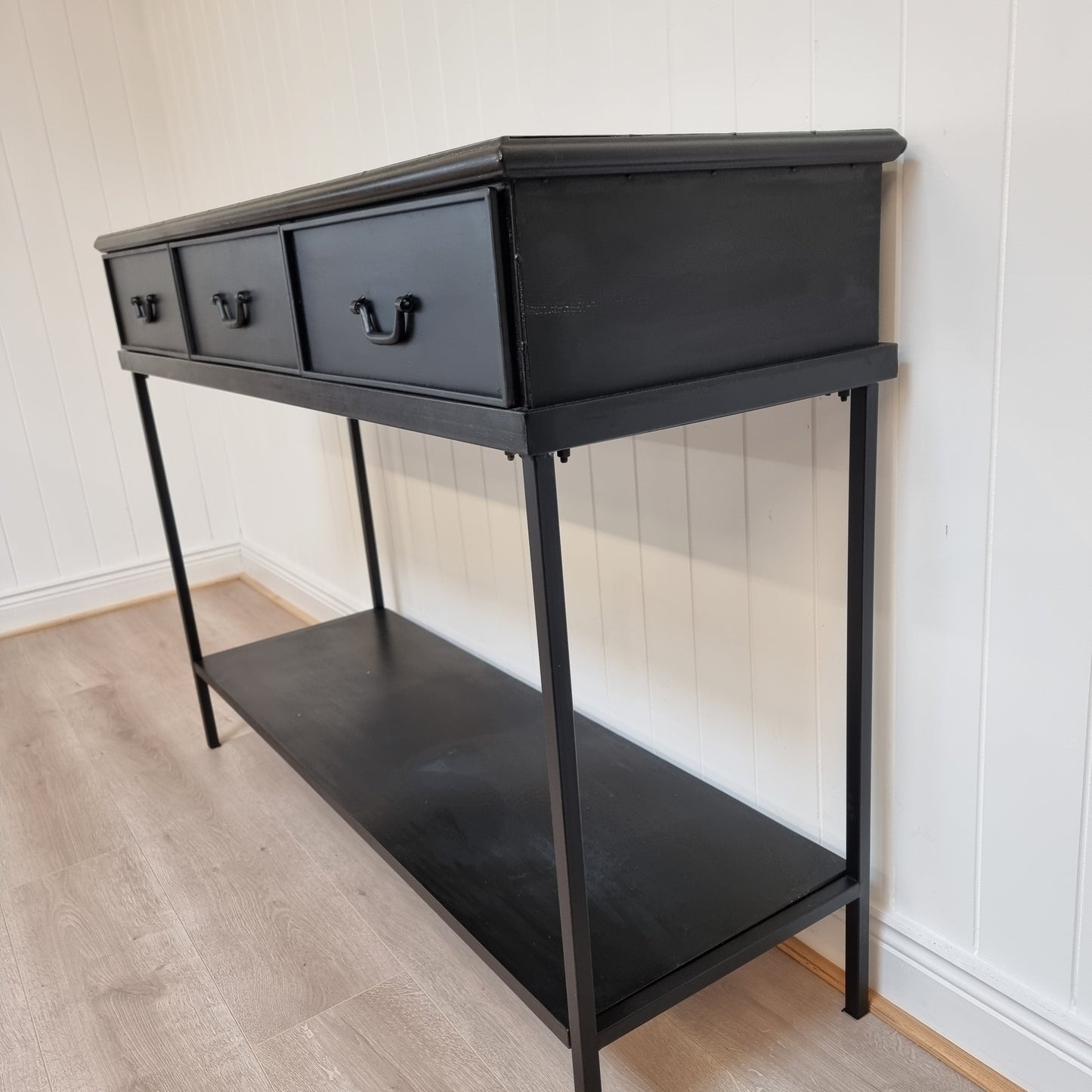 Console Table with Three Drawers - Antique Black