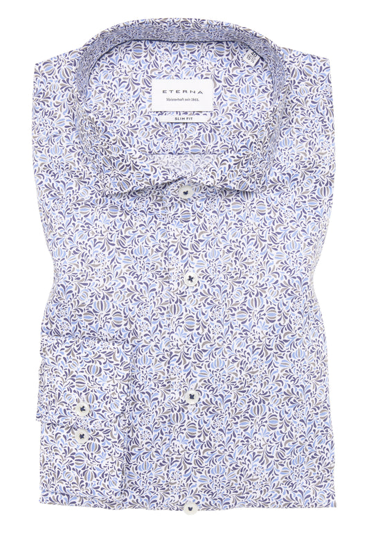 Eterna Modern Fit Shirt (4391/12) - Light Blue Printed