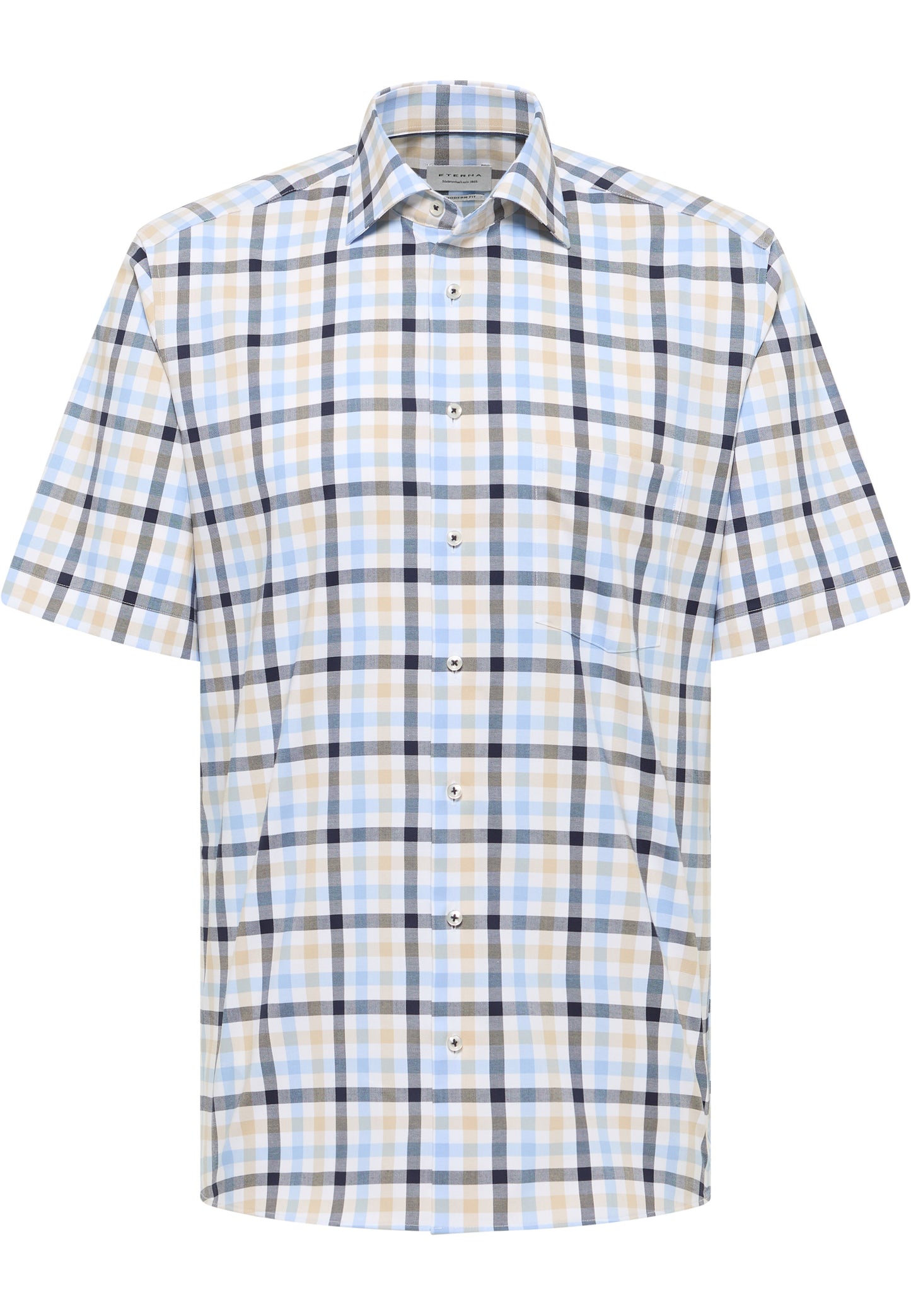 Eterna Short Sleeve Shirt (1384/14) - Blue/Sand Check